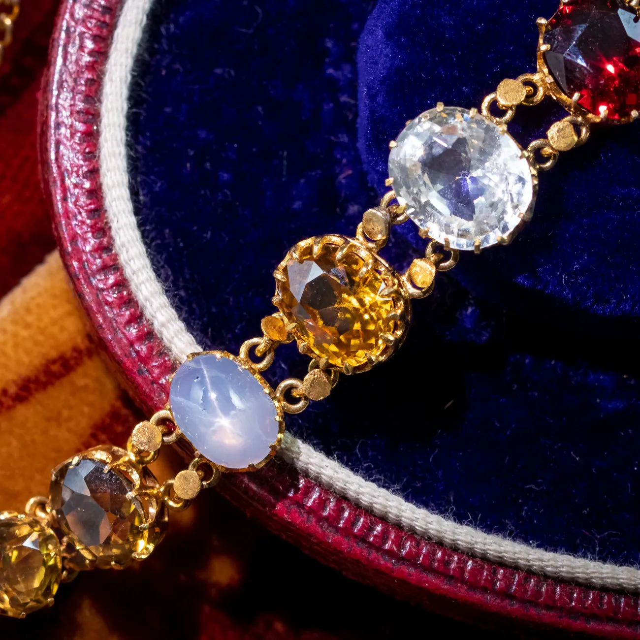 Antique Victorian Gemstone Harlequin Bracelet 18ct Gold