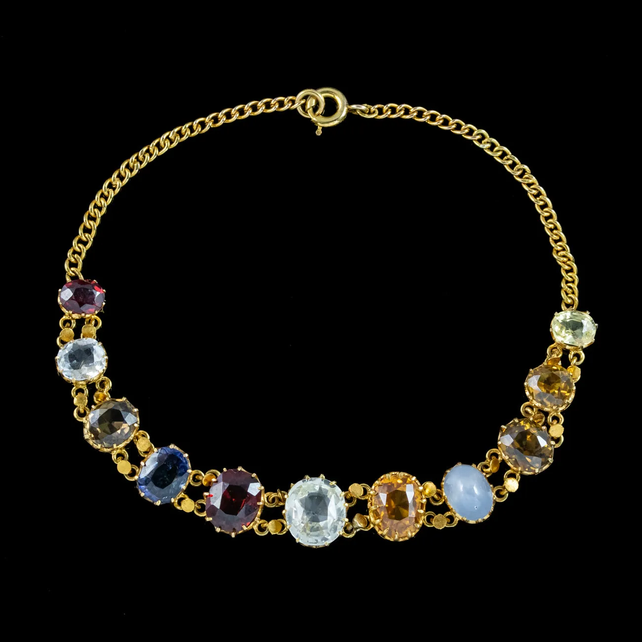 Antique Victorian Gemstone Harlequin Bracelet 18ct Gold