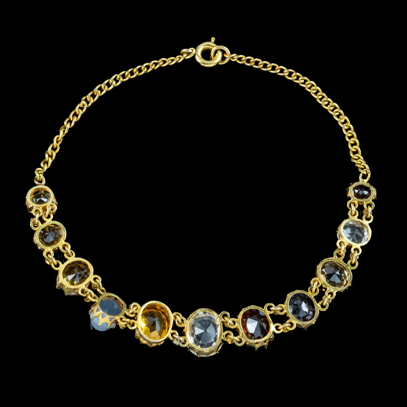 Antique Victorian Gemstone Harlequin Bracelet 18ct Gold