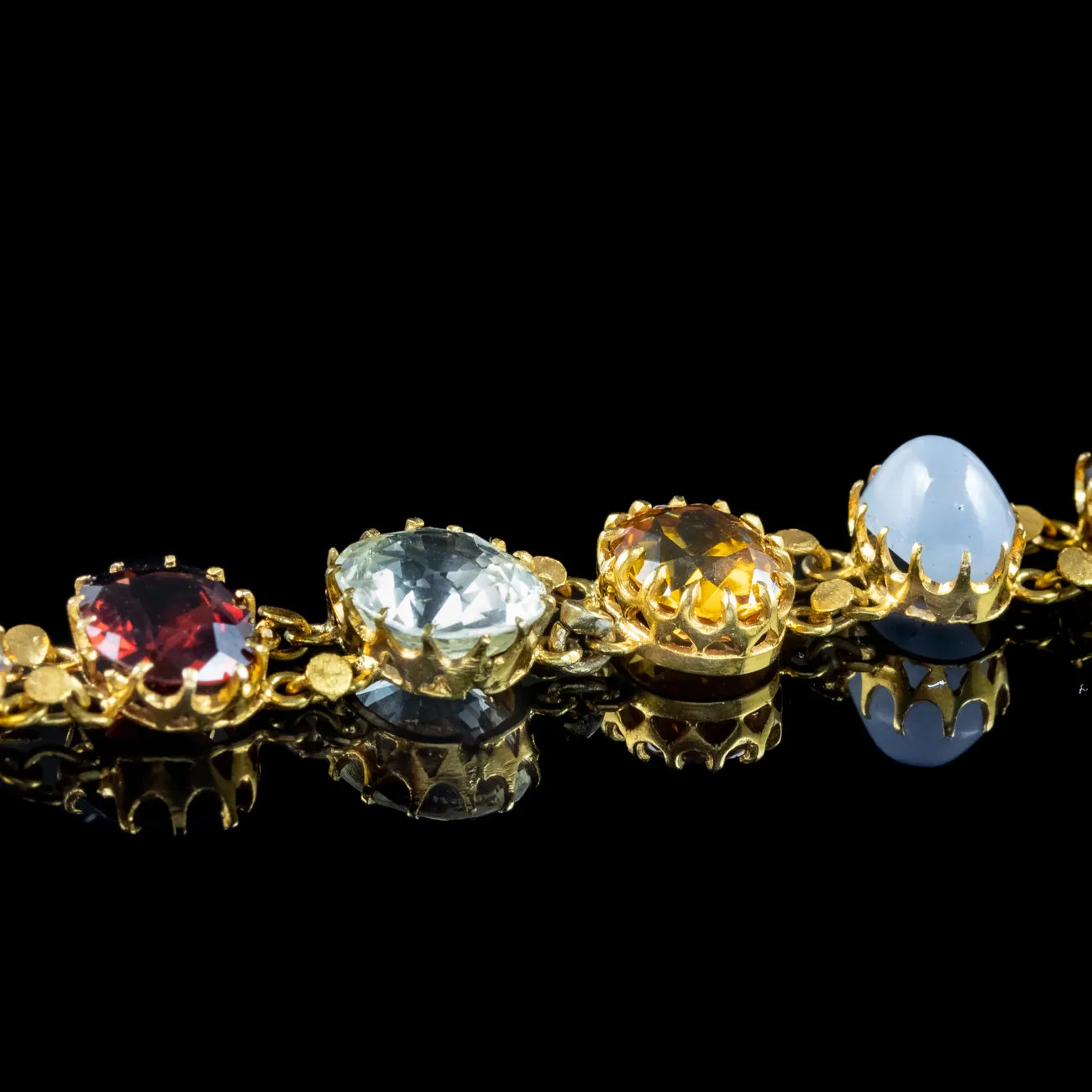 Antique Victorian Gemstone Harlequin Bracelet 18ct Gold