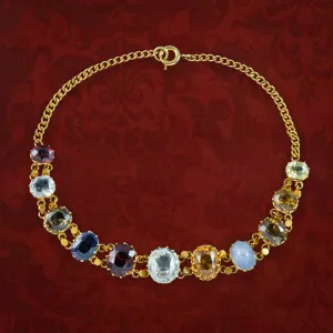 Antique Victorian Gemstone Harlequin Bracelet 18ct Gold