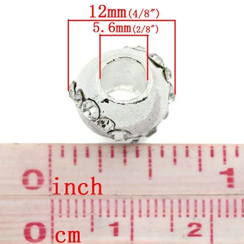April Birhtstone Clear  Rhinestone European Bead Compatible for Most European Snake Chain Bracelet