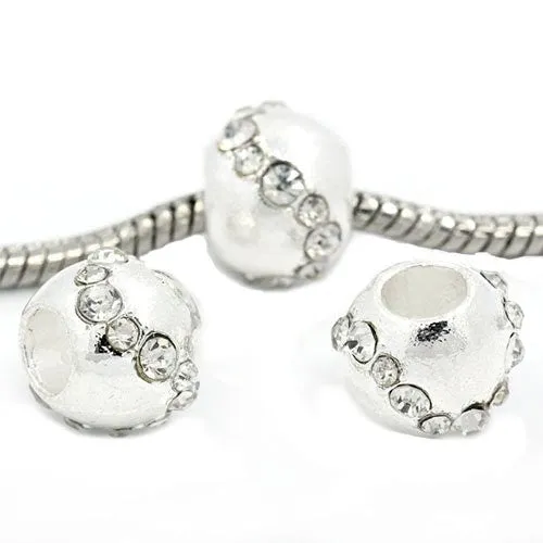 April Birhtstone Clear  Rhinestone European Bead Compatible for Most European Snake Chain Bracelet