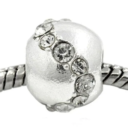 April Birhtstone Clear  Rhinestone European Bead Compatible for Most European Snake Chain Bracelet