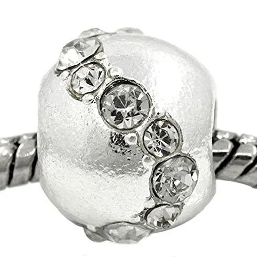 April Birhtstone Clear  Rhinestone European Bead Compatible for Most European Snake Chain Bracelet