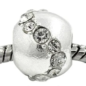 April Birhtstone Clear  Rhinestone European Bead Compatible for Most European Snake Chain Bracelet