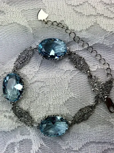 Aquamarine Bracelet, Edwardian Reproduction Jewelry #B70