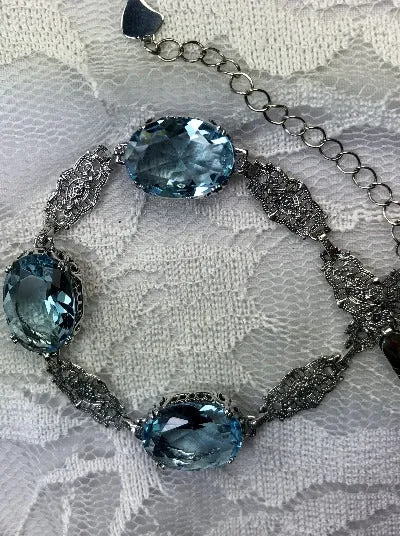 Aquamarine Bracelet, Edwardian Reproduction Jewelry #B70