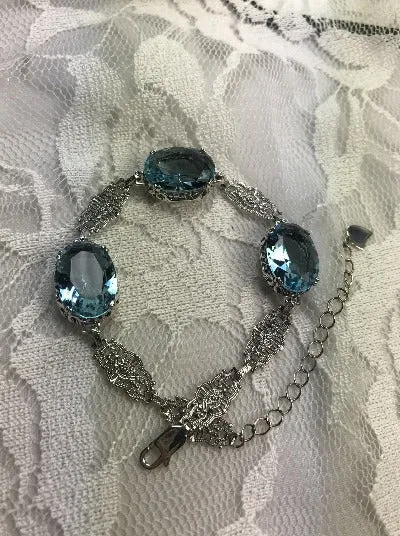Aquamarine Bracelet, Edwardian Reproduction Jewelry #B70