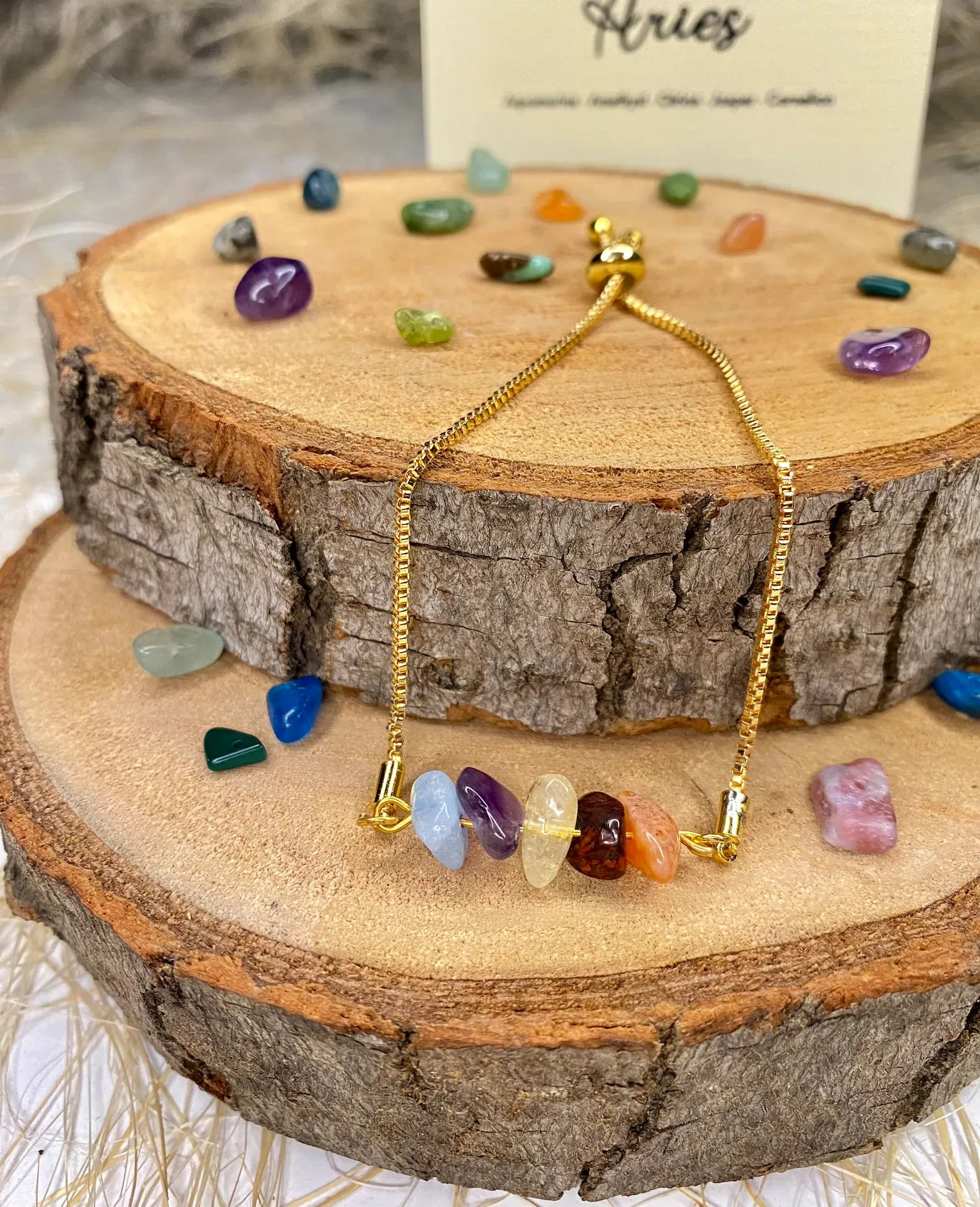 Aries Zodiac Gemstone Bracelet