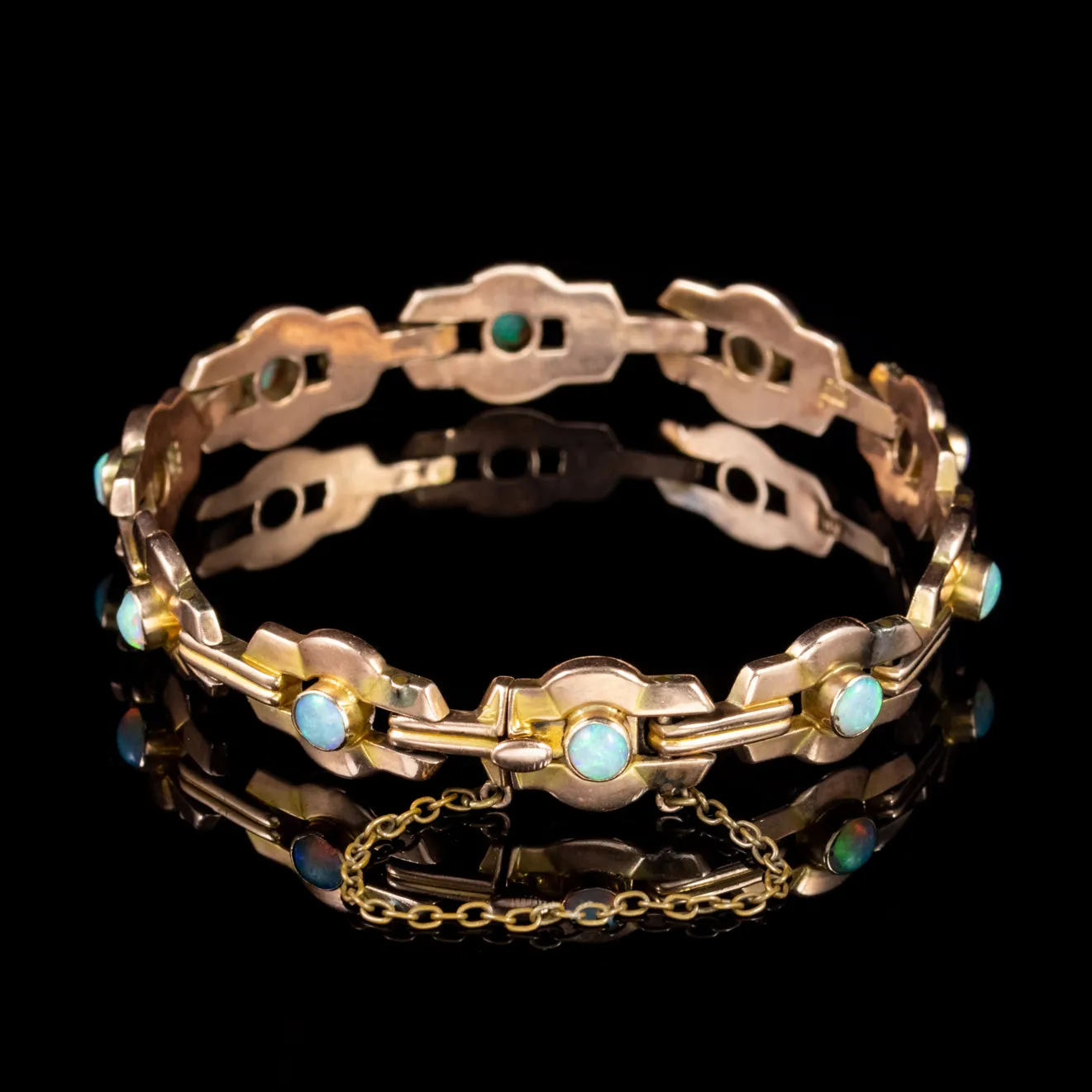 Art Deco Natural Opal Bracelet 9Ct Rose Gold Circa 1920