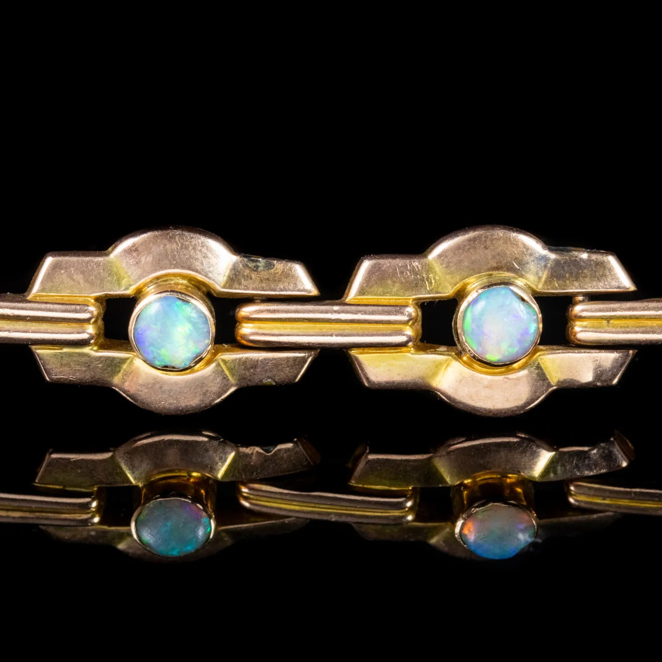 Art Deco Natural Opal Bracelet 9Ct Rose Gold Circa 1920