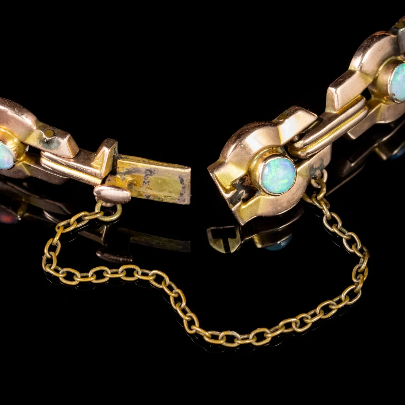 Art Deco Natural Opal Bracelet 9Ct Rose Gold Circa 1920