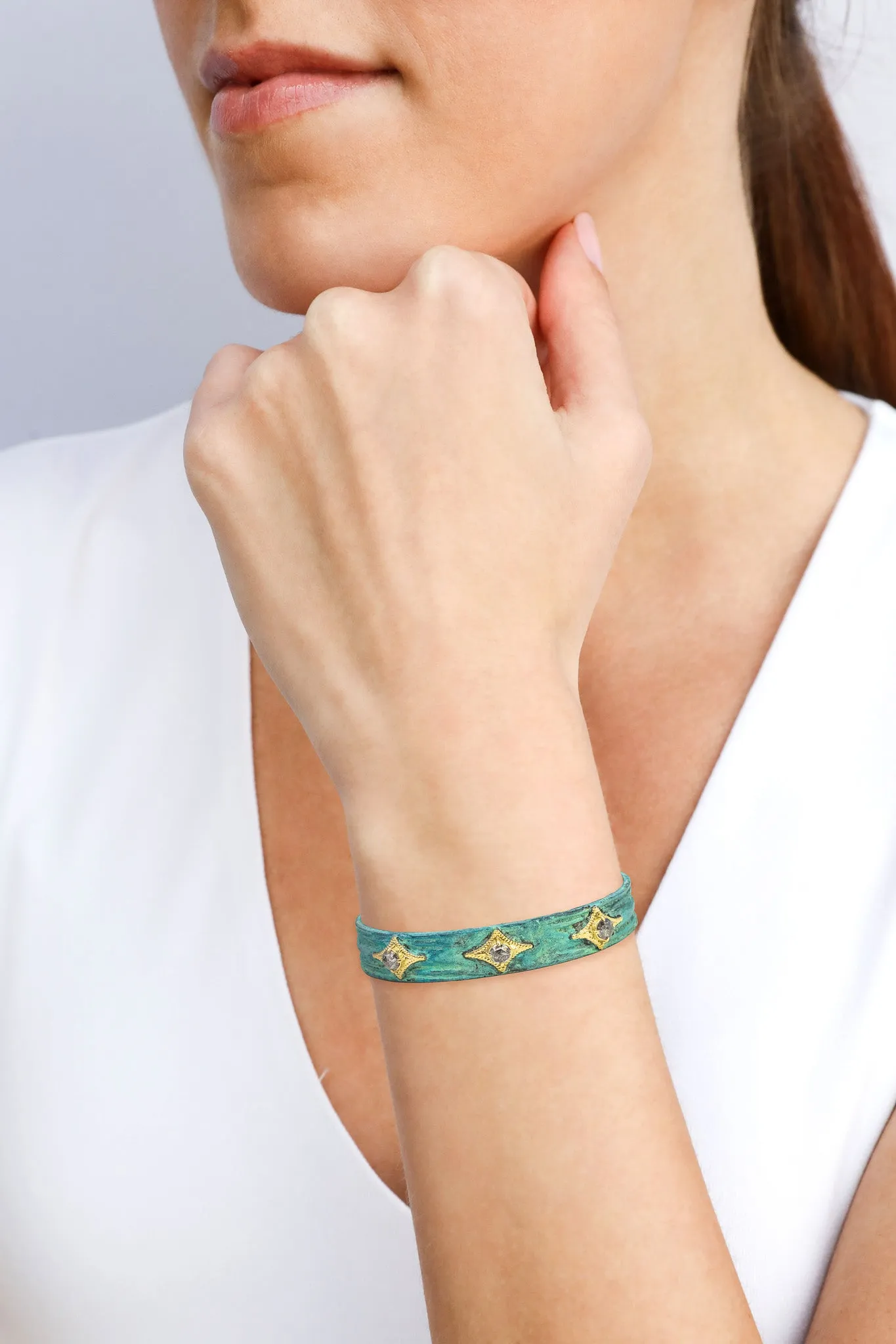 ARTIFACT TEAL PATINA GREY DIAMONDS BRACELET