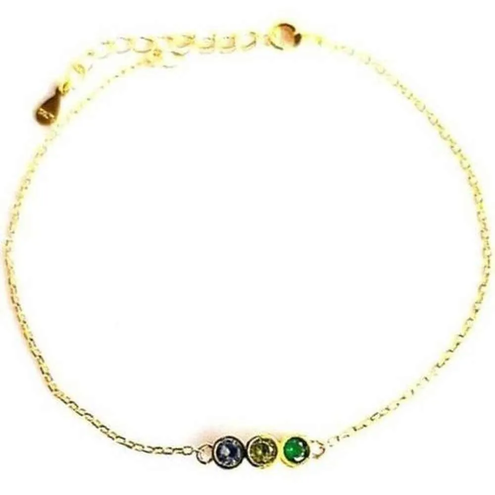 August Birthstone Bracelet – Peridot, Emerald & Blue Topaz