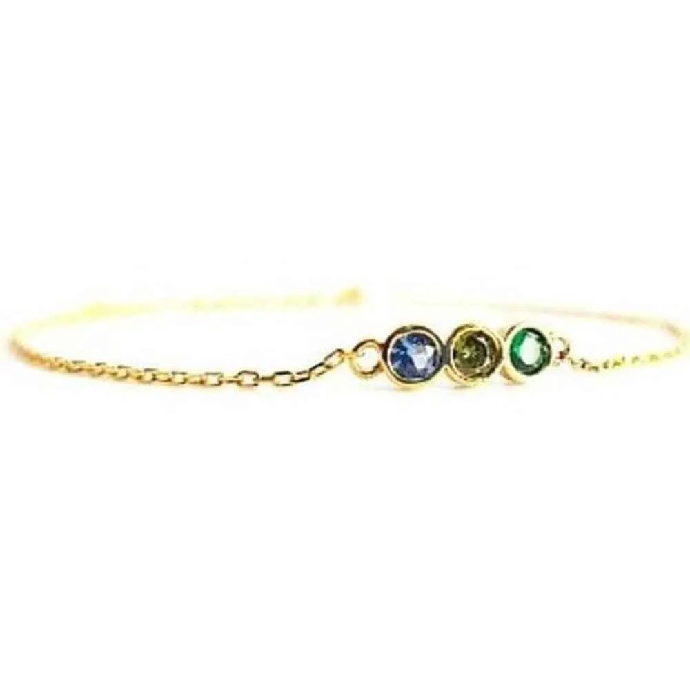 August Birthstone Bracelet – Peridot, Emerald & Blue Topaz