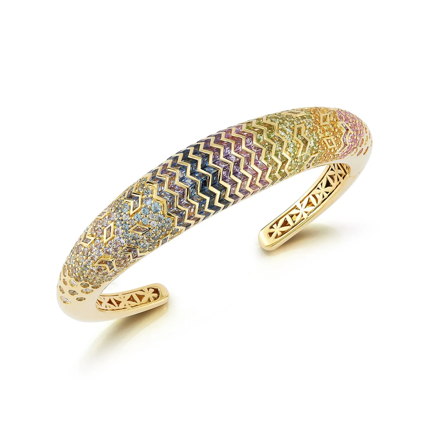 Aurora Bracelet in Feather with Cobblestones and Diamonds