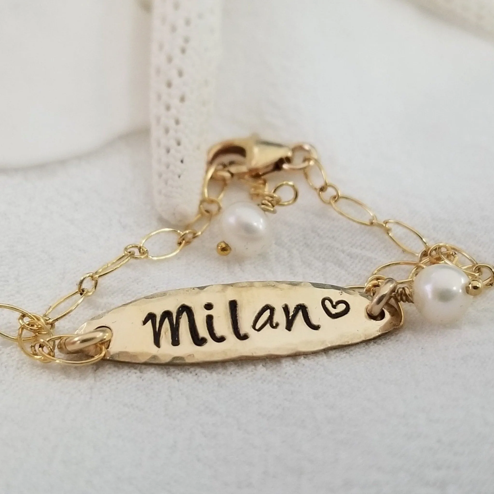 Babies Custom ID or Name Bracelet - Sterling or Gold