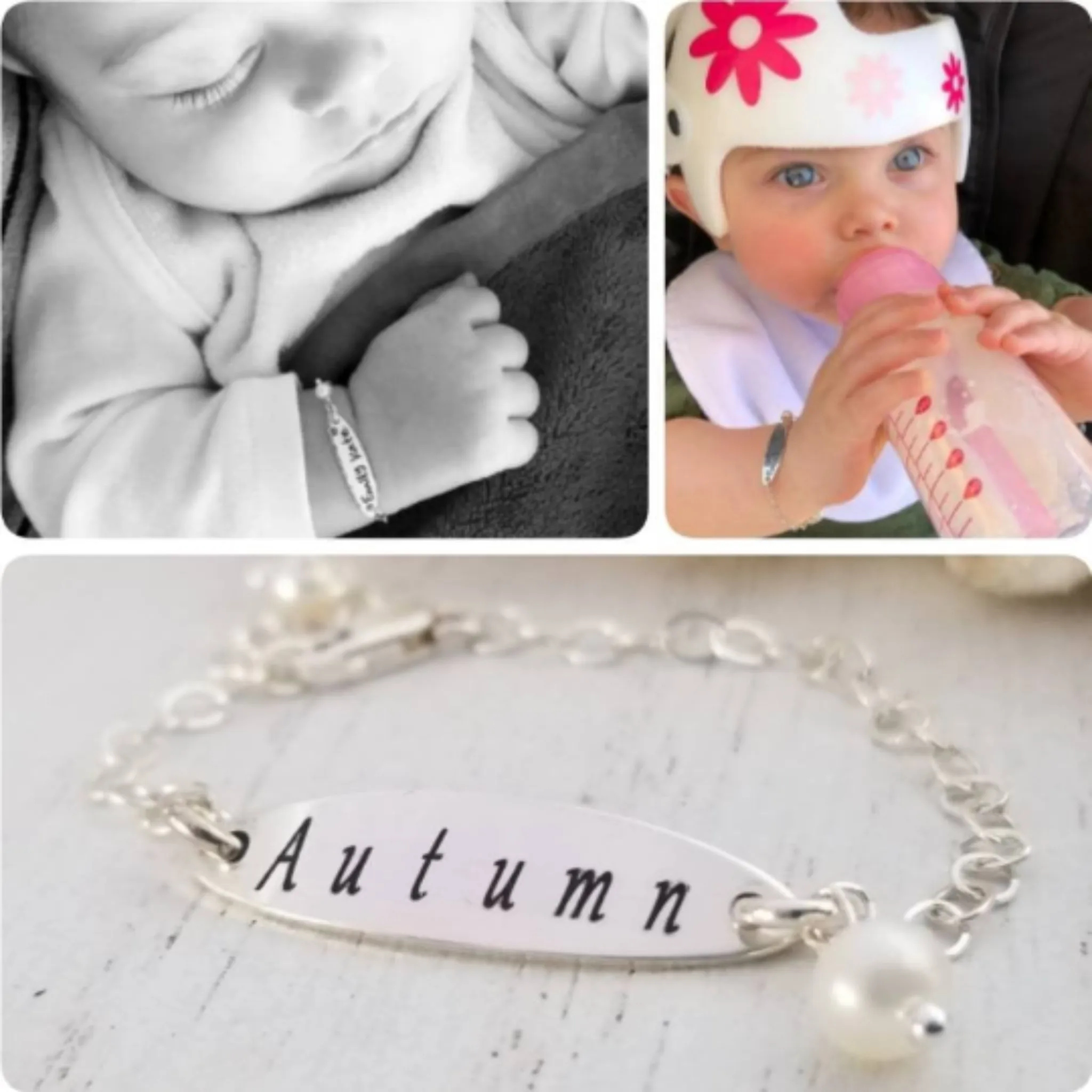 Babies Custom ID or Name Bracelet - Sterling or Gold