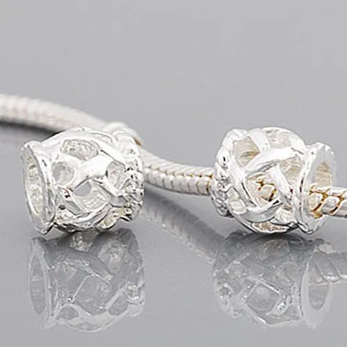 Barrel Style Weaved European Bead Compatible for Most European Snake Chain Bracelet