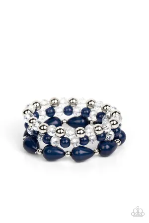 Beachside Brunch - Blue - Navy Bead with Crystals Paparazzi Stretchy Bracelet