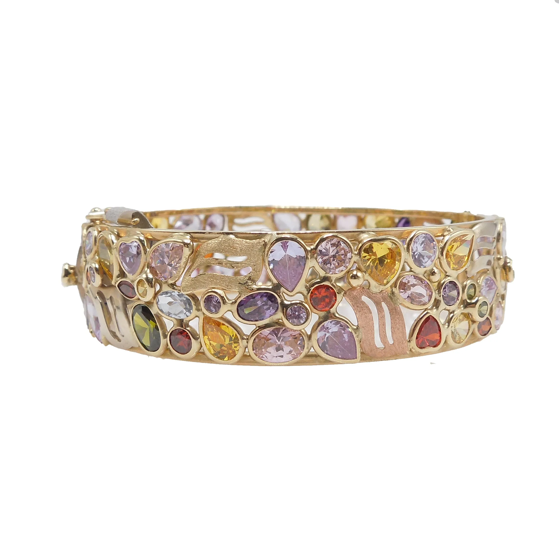 Beautiful 14K Yellow Gold and Multicolored Gemstone Bracelet
