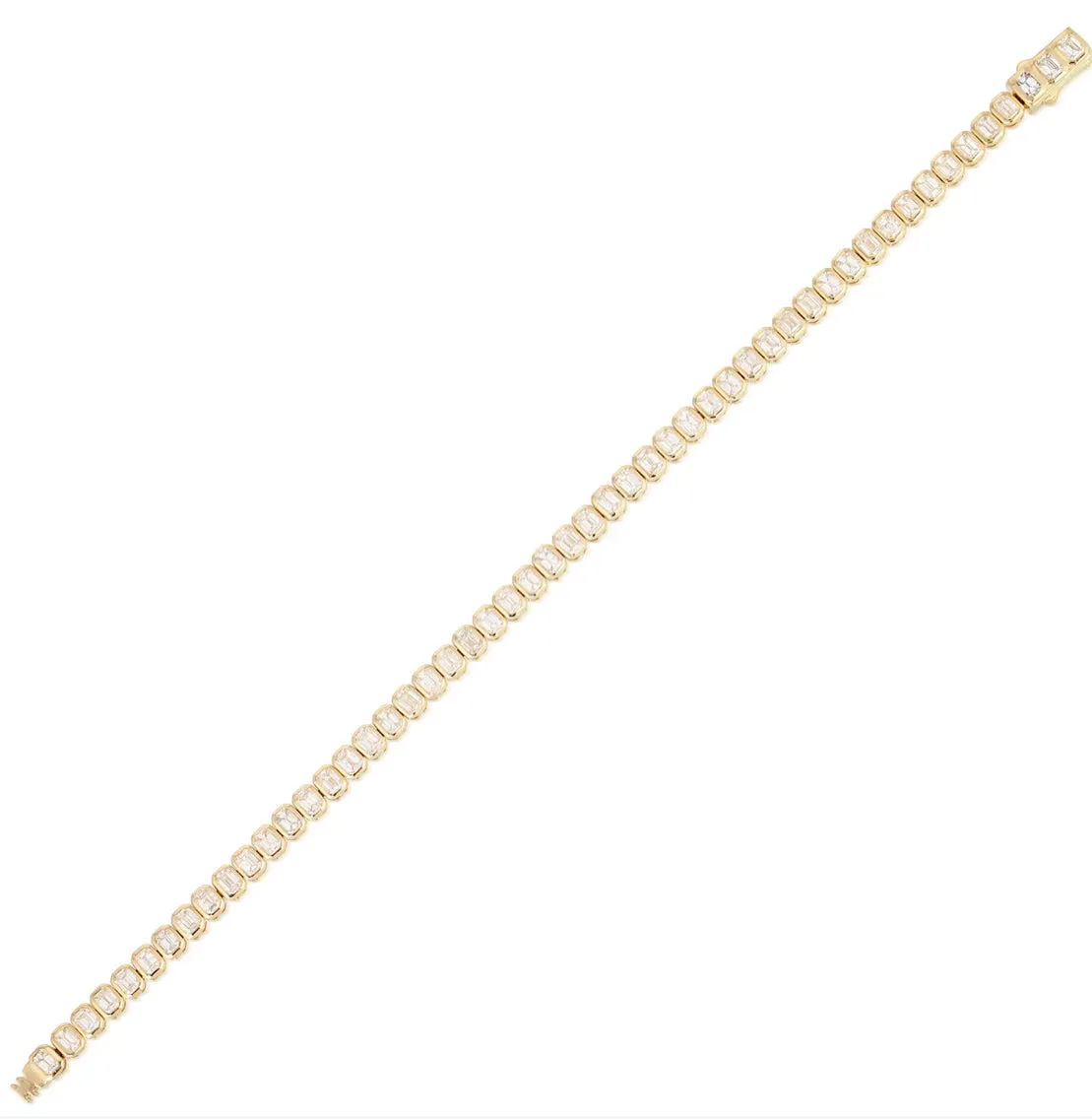 Bezel Emerald Cut Diamond Tennis Bracelet