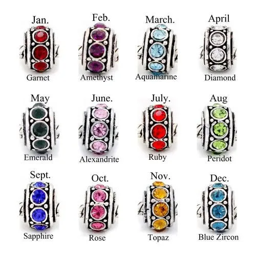 Birthstone Spacer Bead Charm (November Topaz)