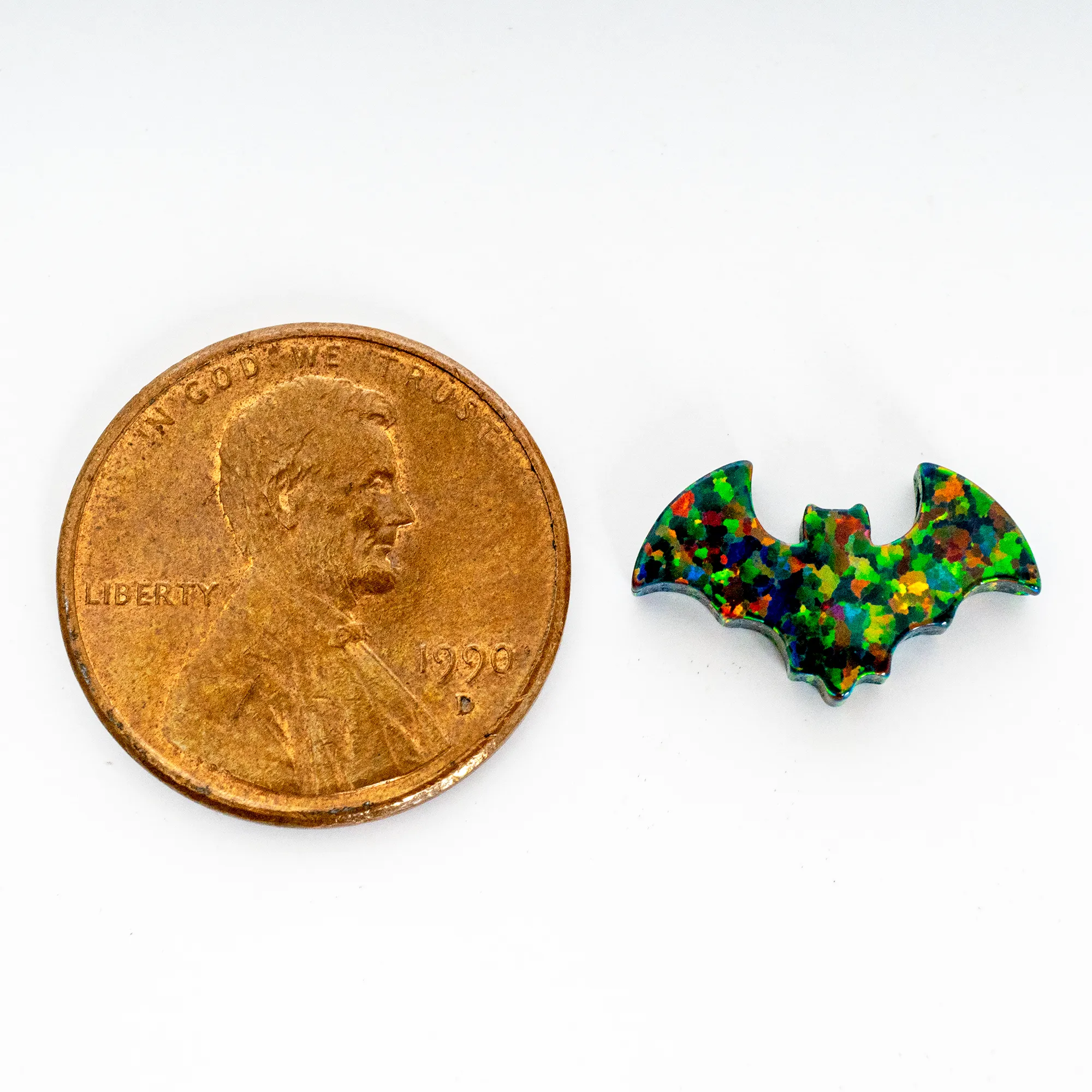 Black Fire Opal Bat Charm