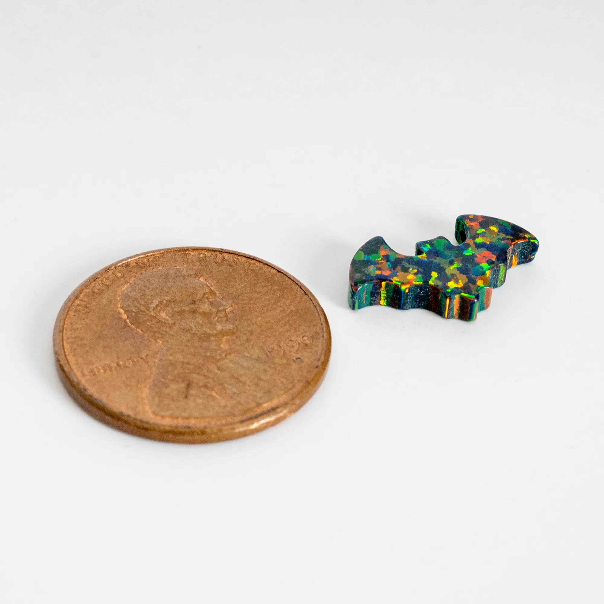 Black Fire Opal Bat Charm