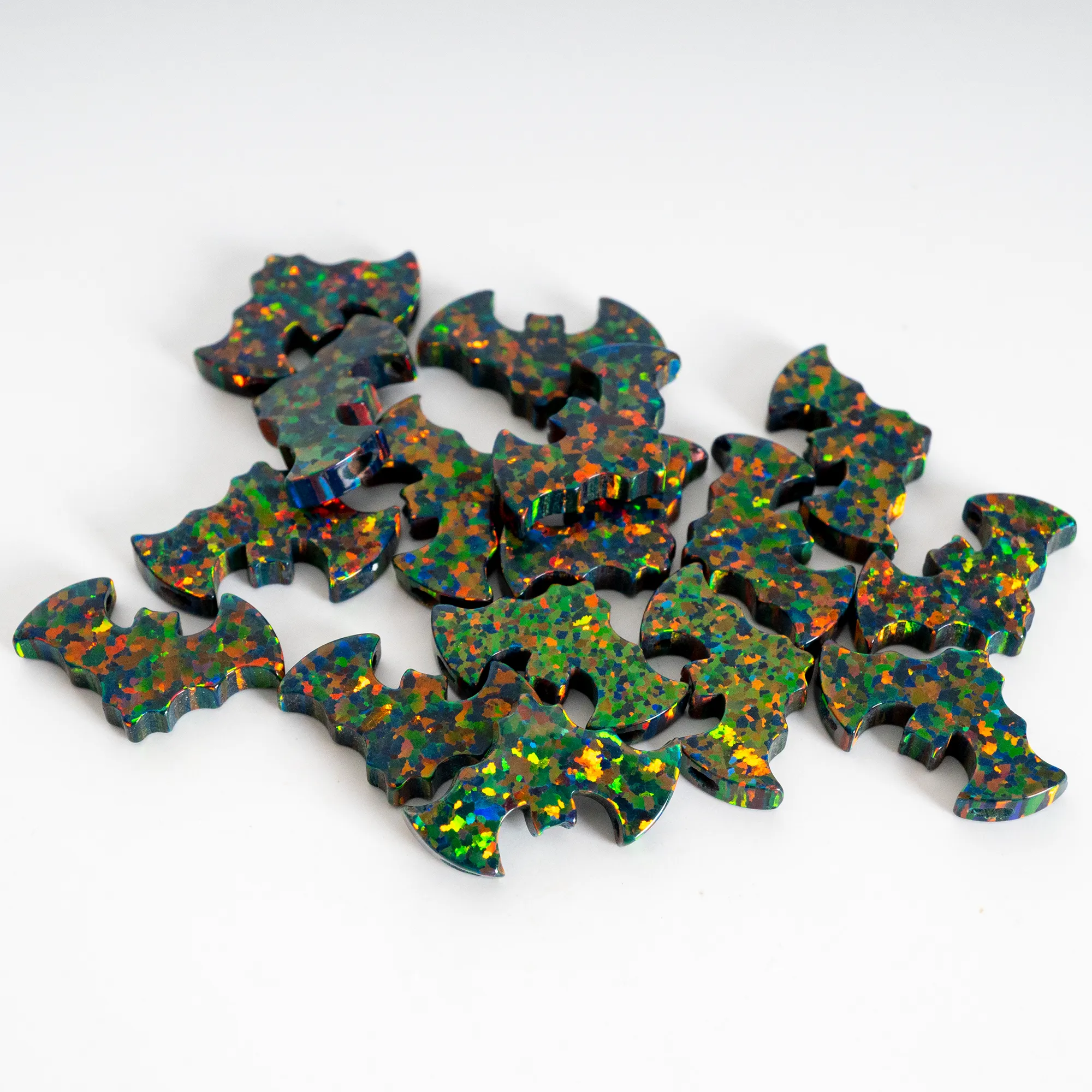 Black Fire Opal Bat Charm