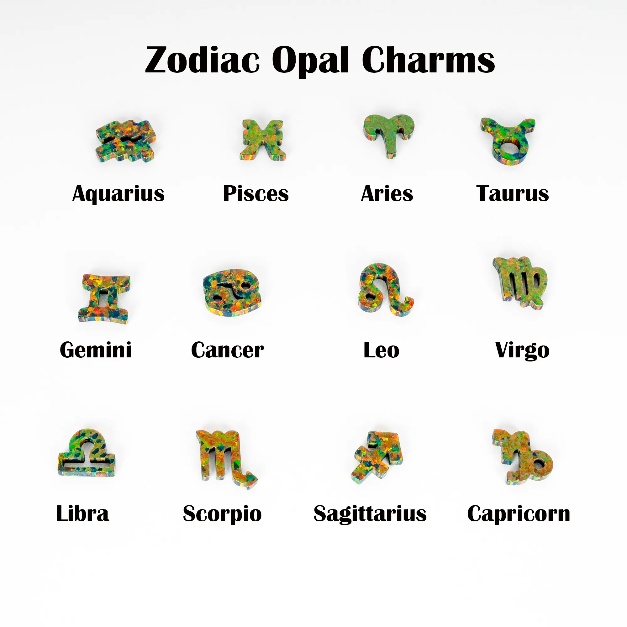 Black Fire Opal Zodiac Charm