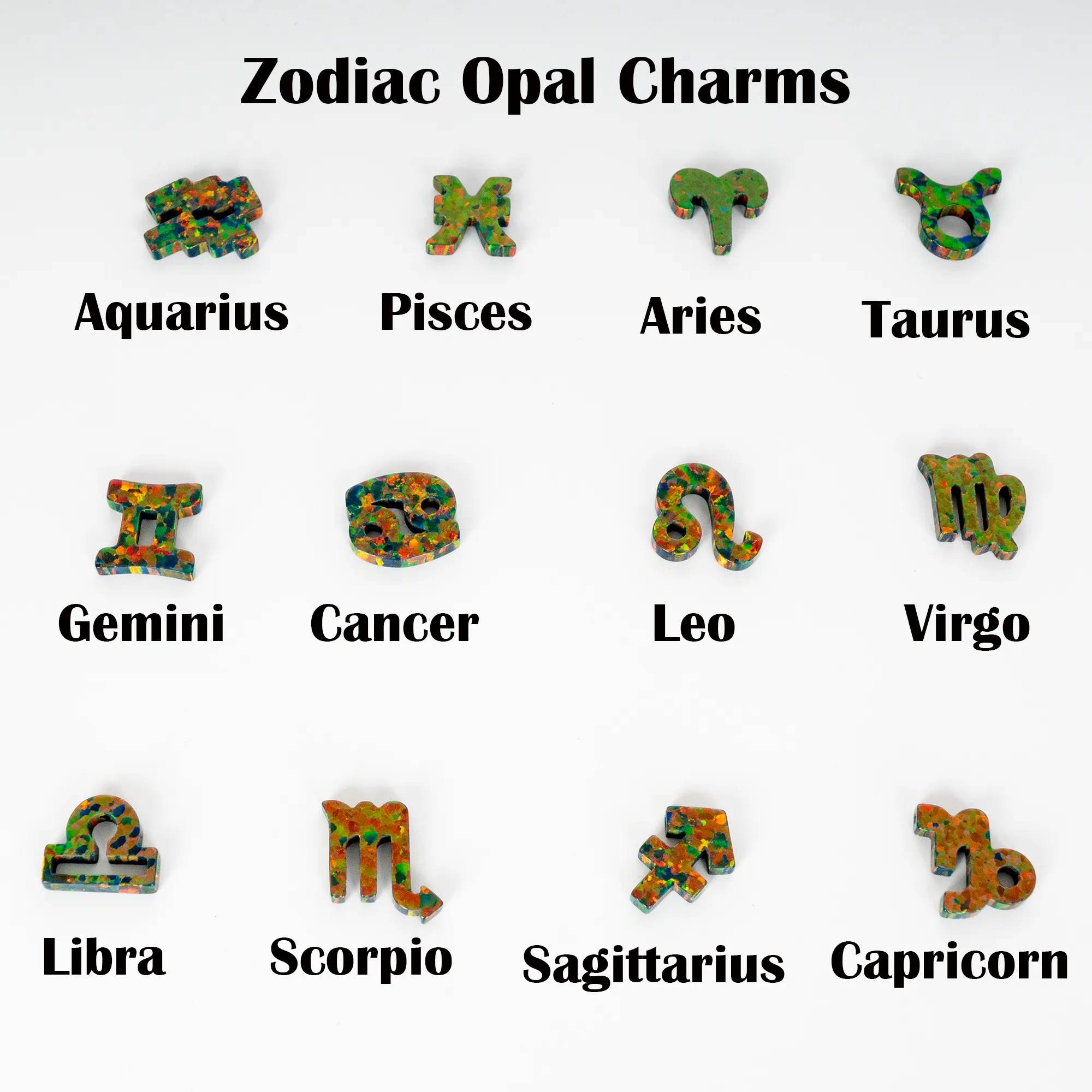 Black Fire Opal Zodiac Charm