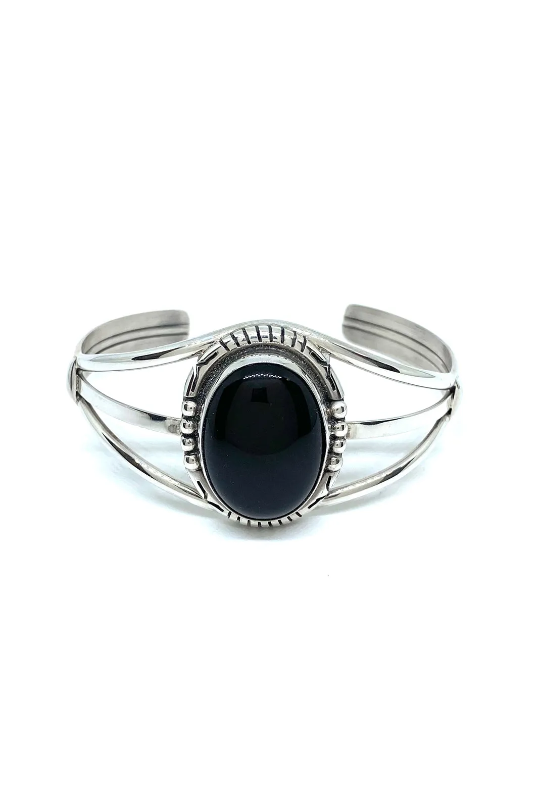 Black Onyx and Sterling Silver Cuff Bracelet
