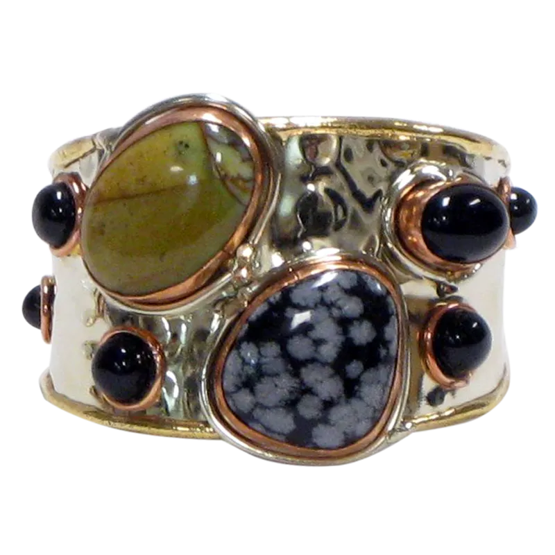 Black Onyx, Green Opal & Snowflake Obsidian Cuff