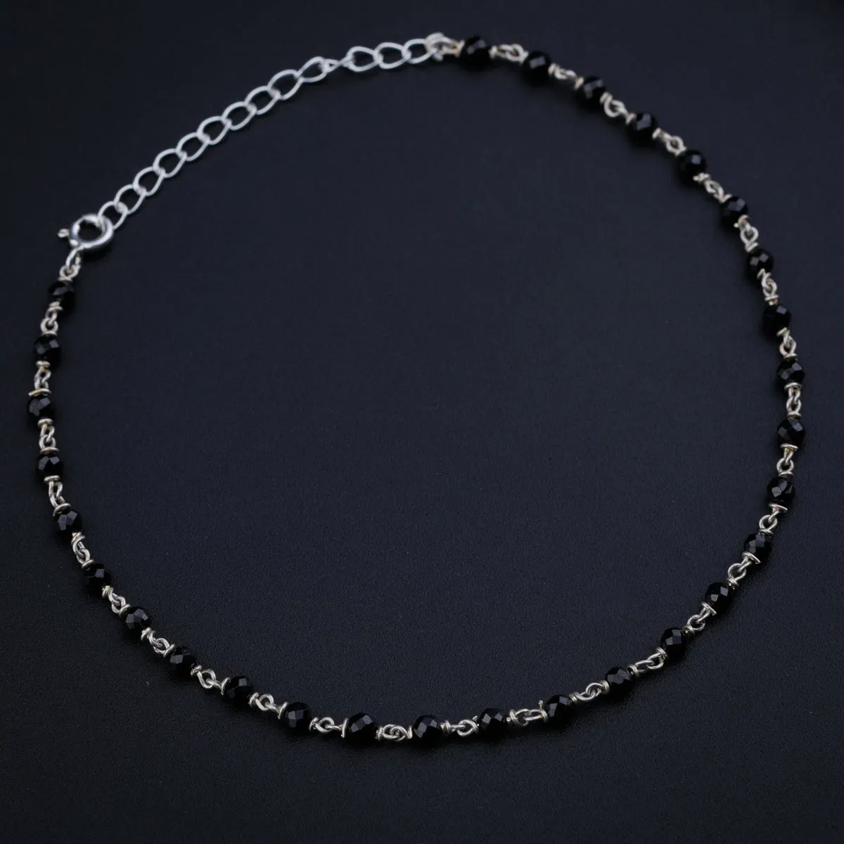 Black Spinel Silver Bracelet
