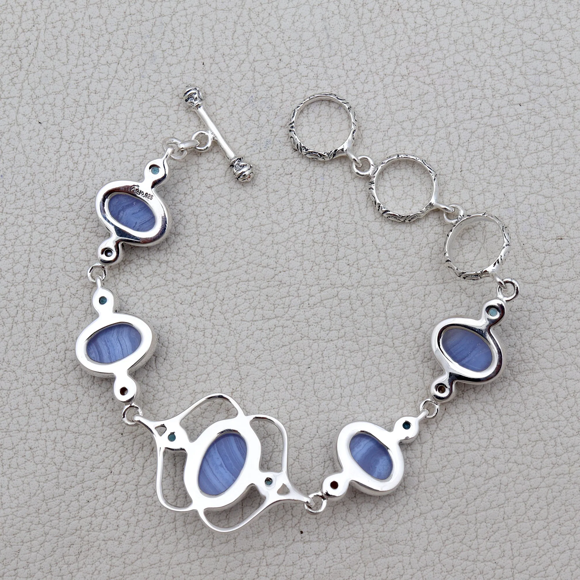Blue Lace Agate Silver Bracelet