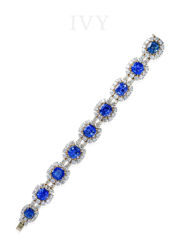 Blue Sapphire and Diamond Bracelet
