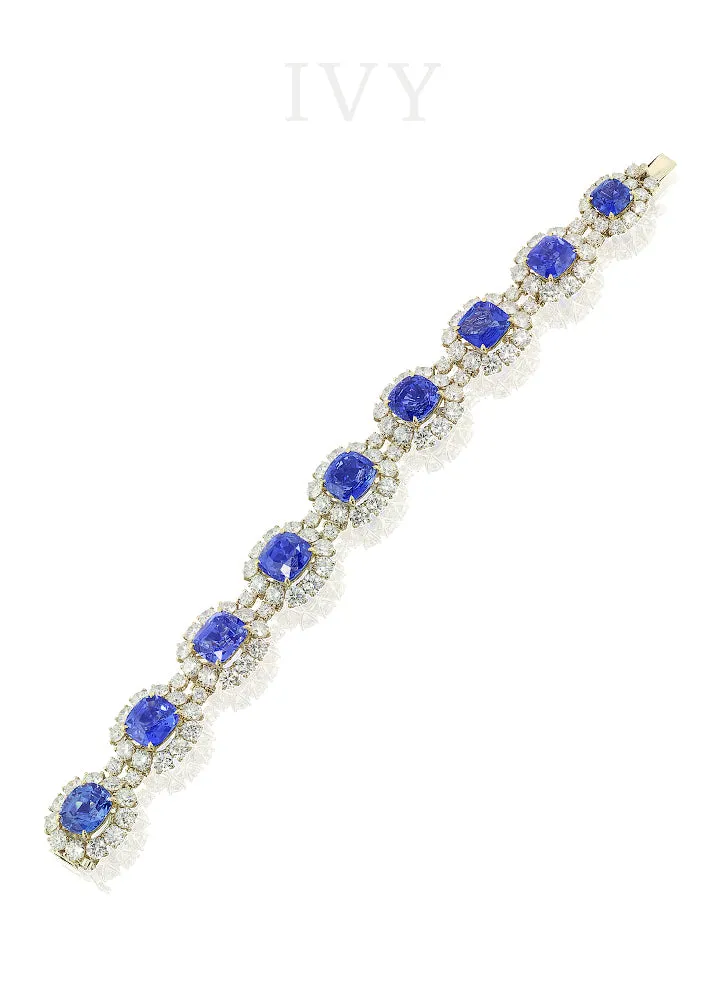 Blue Sapphire and Diamond Bracelet