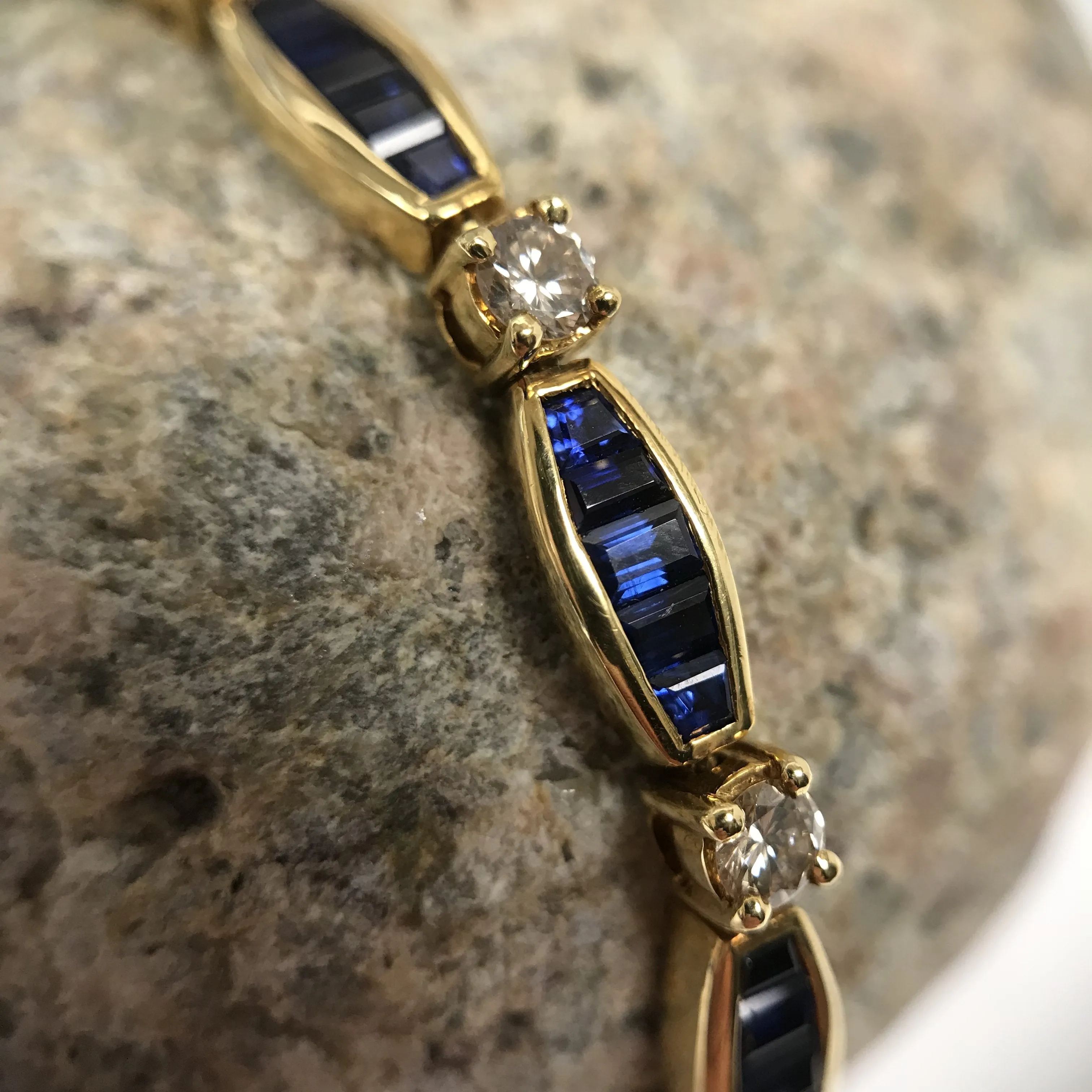 Blue Sapphire and Diamond Tennis Bracelet