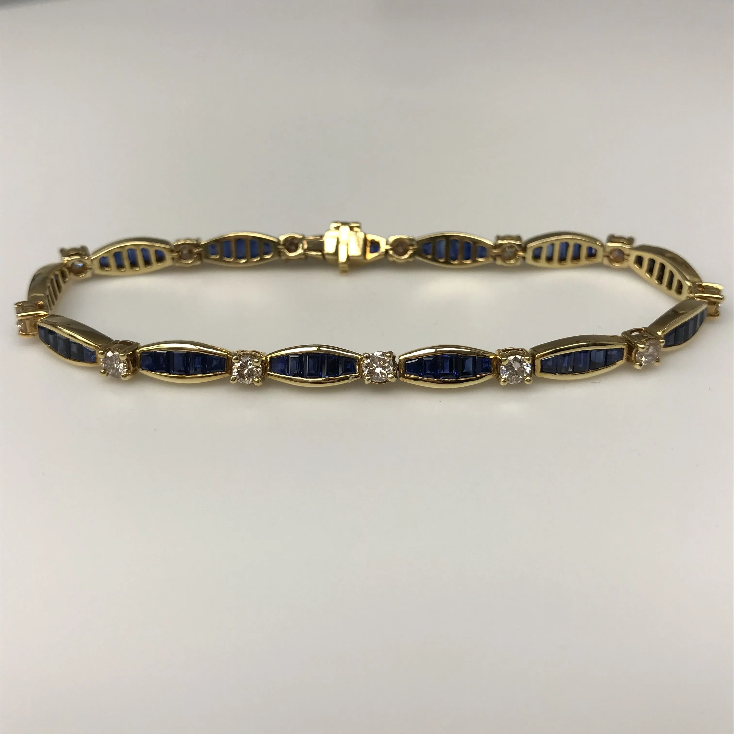 Blue Sapphire and Diamond Tennis Bracelet