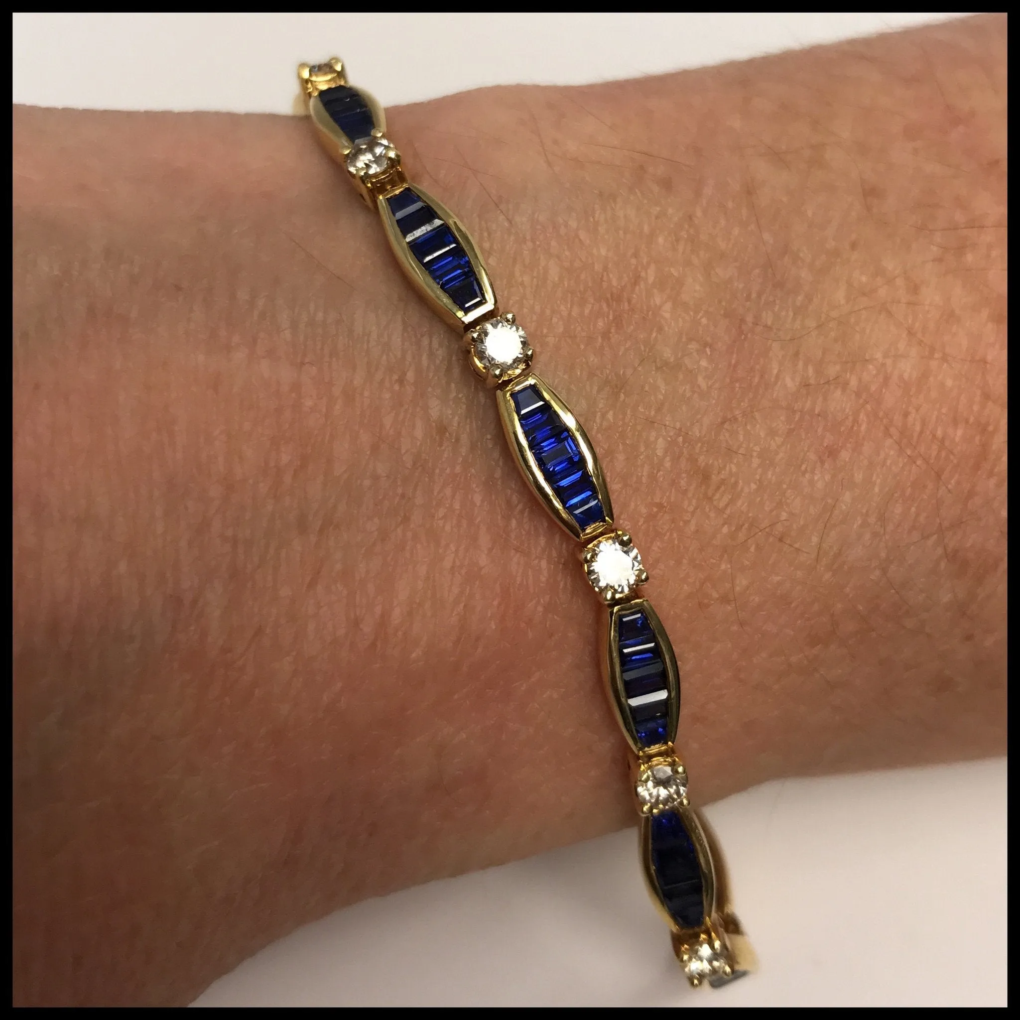 Blue Sapphire and Diamond Tennis Bracelet