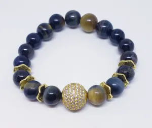 blue tigers eye with gold accent