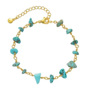 Blue Turquoise & 18K Gold-Plated Bracelet