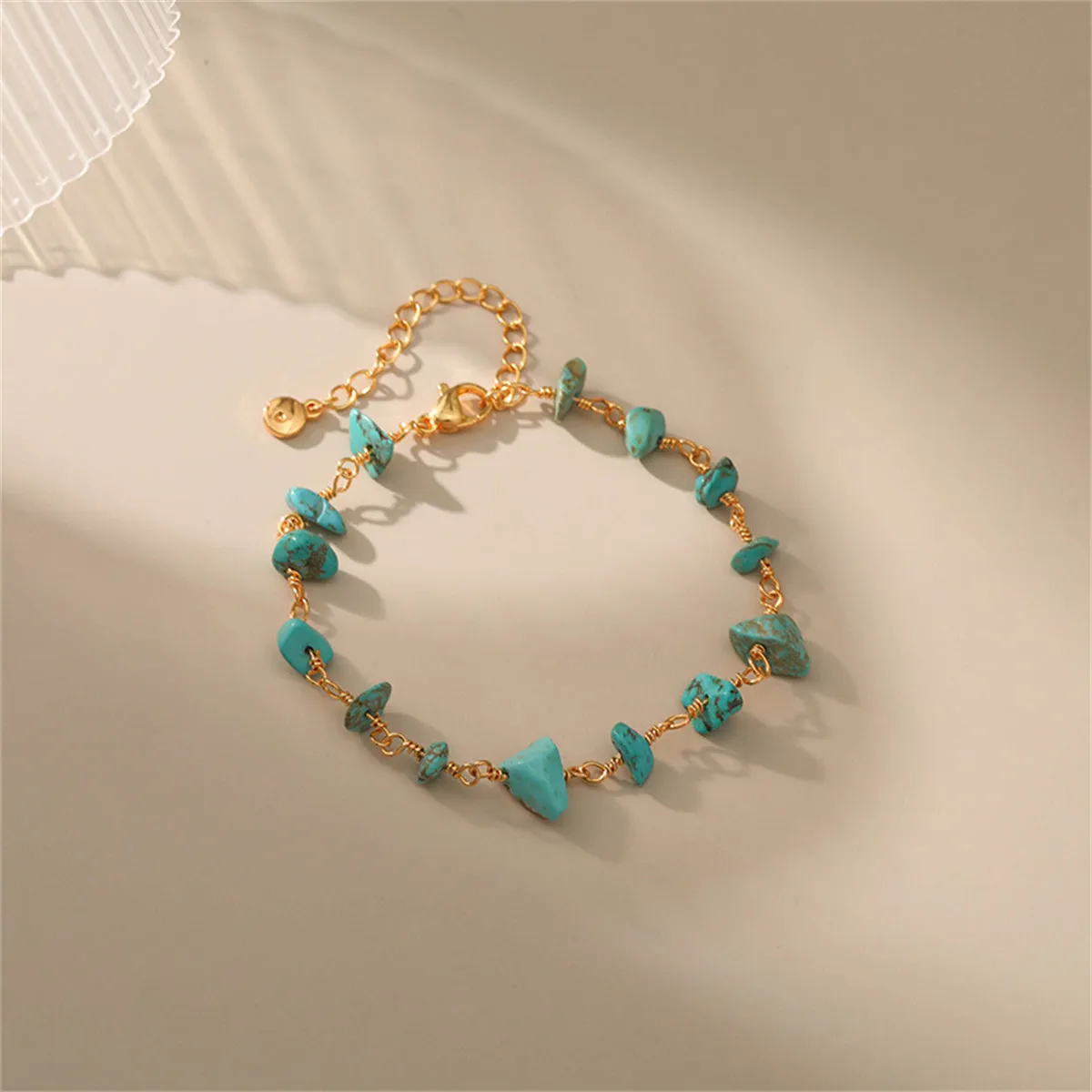 Blue Turquoise & 18K Gold-Plated Bracelet
