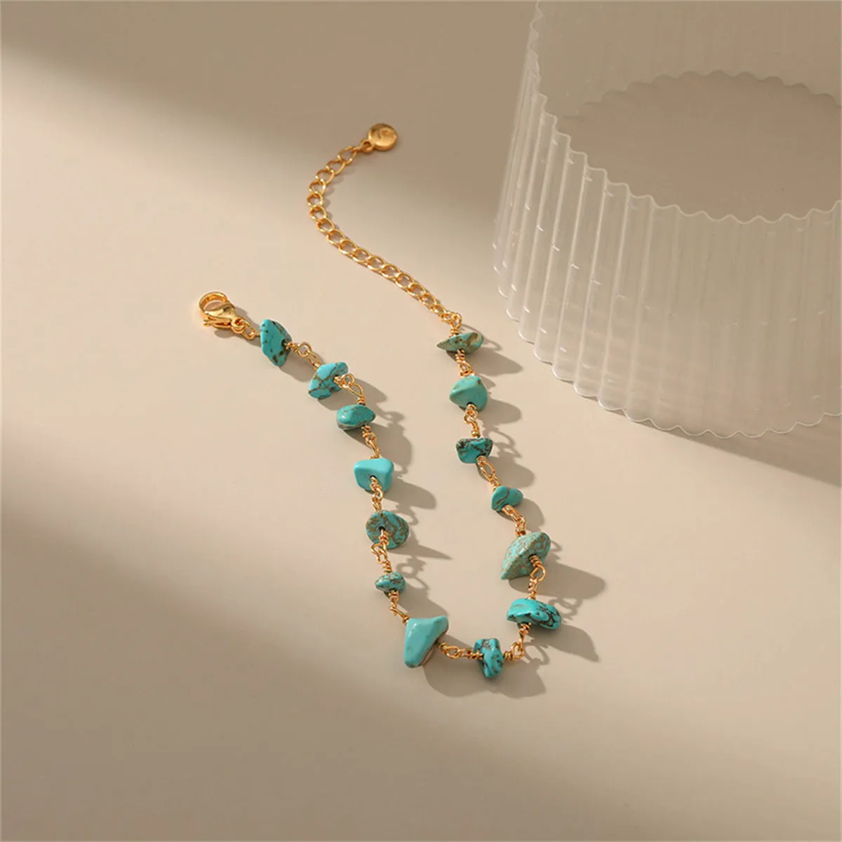 Blue Turquoise & 18K Gold-Plated Bracelet