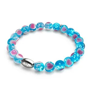 Blue x Pink | .925 Sterling Silver | Firefly Glass Love Bracelet