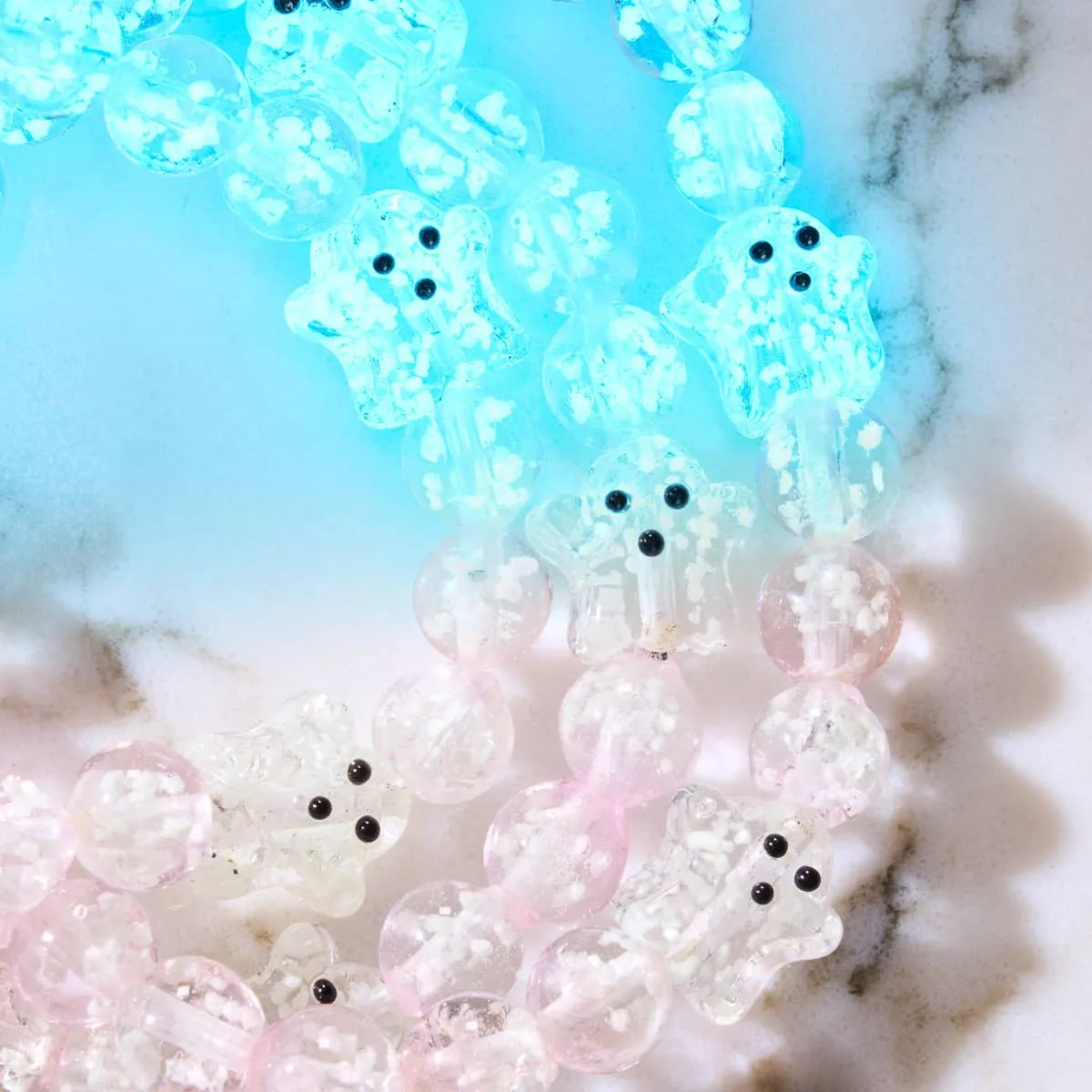 Blushing Spirit | Silver | Firefly Glass Ghost Bracelet