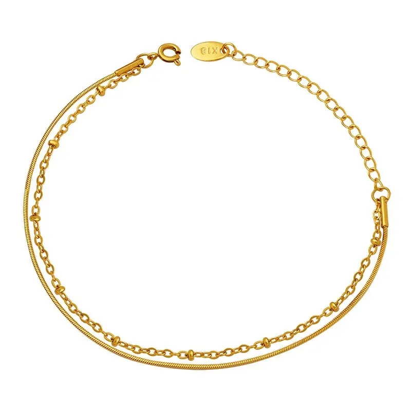 Boho & Mala Double Fine Gold Plated Stainless Steel Bracelet