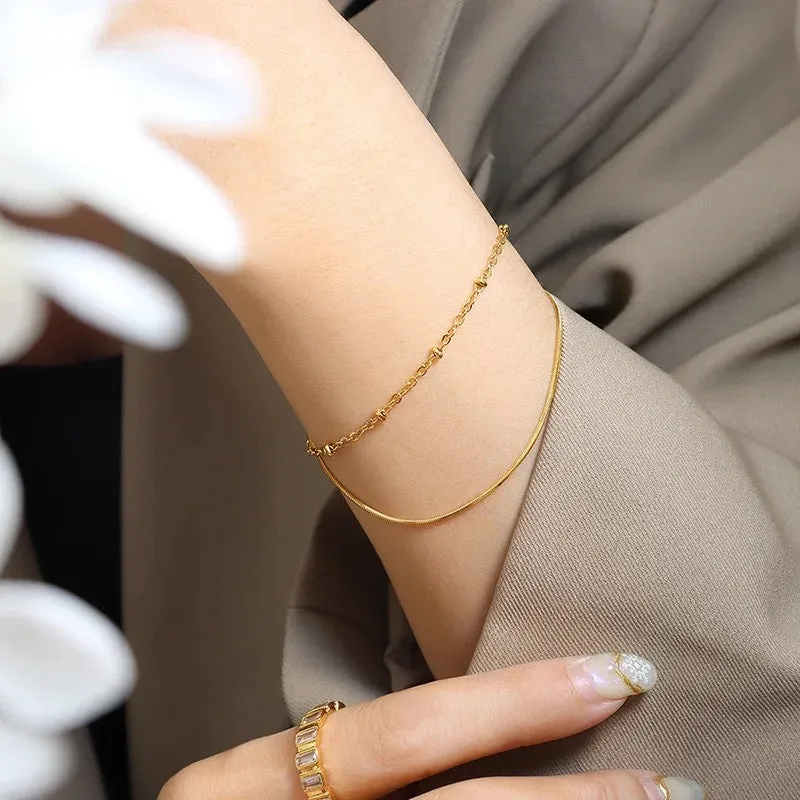 Boho & Mala Double Fine Gold Plated Stainless Steel Bracelet